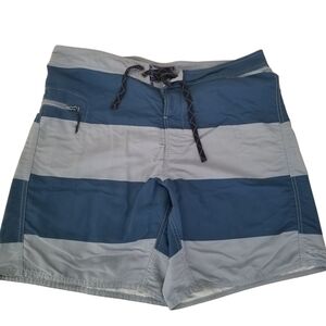 Patagonia Blue Striped Minimalist Wavefarer Boardshorts Size 36